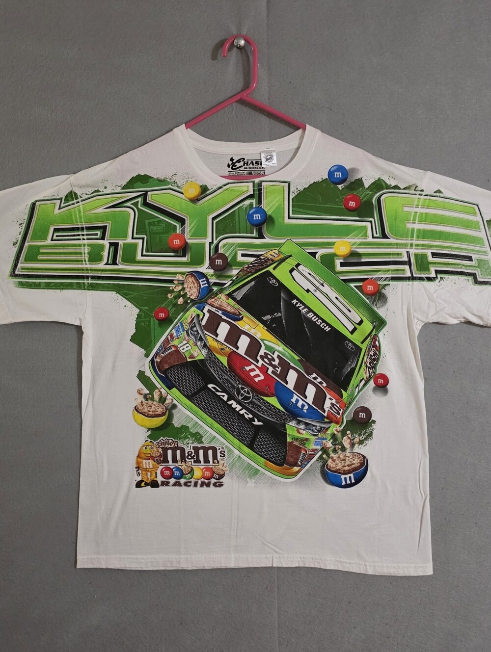 2014 Chase Authentics Kyle Busch Crispy M&M #18 AOP Nascar Shirt Size XL